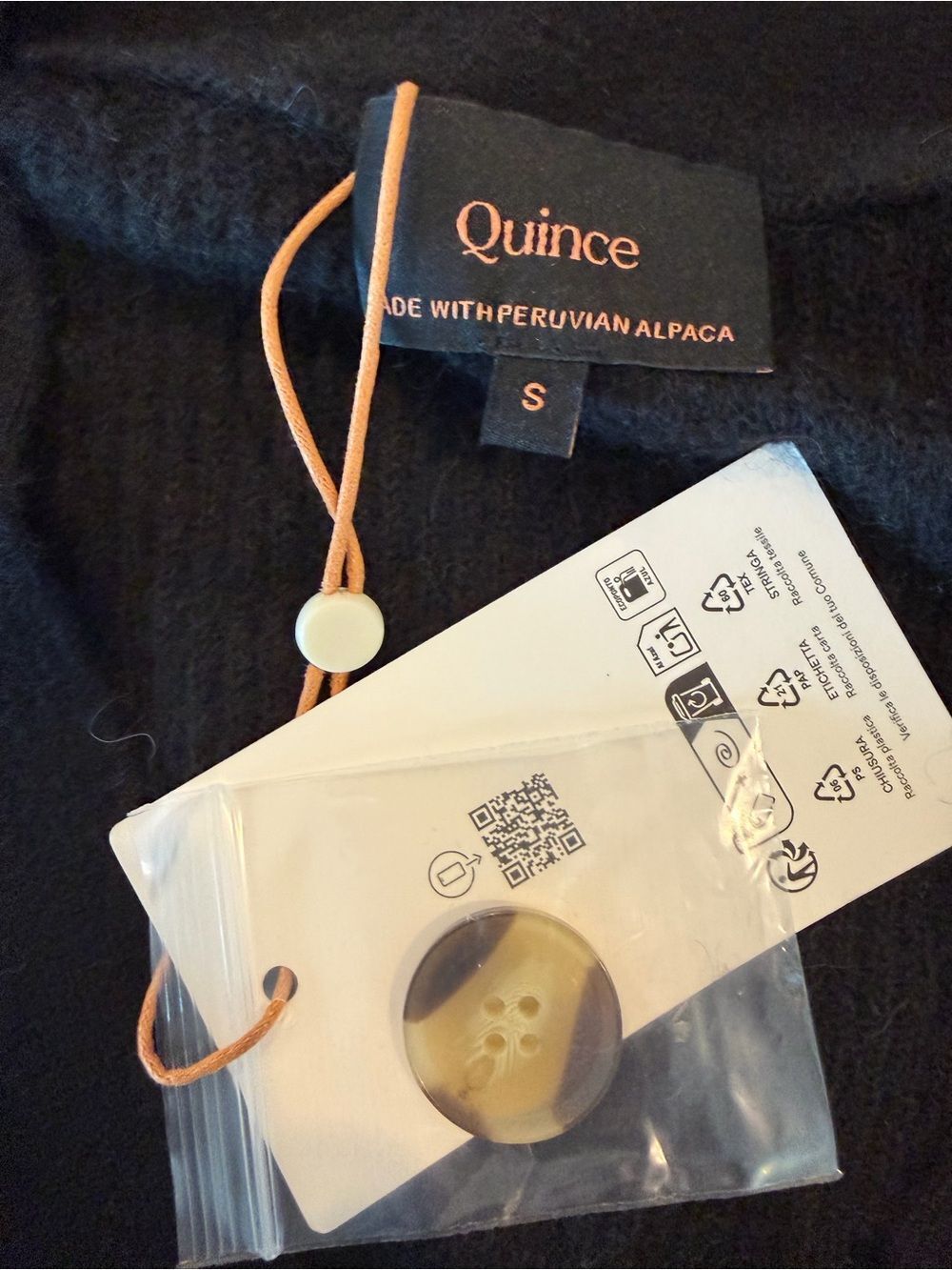 Quince Black Baby Alpaca Merino Blend Button-Front Cardigan S - Picture 8 of 8